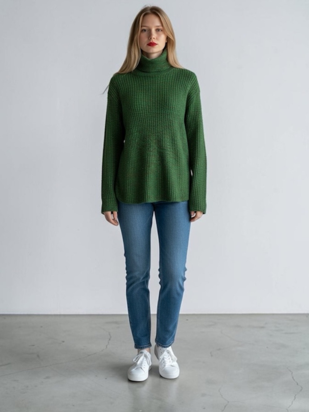 Gucci Green Ribbed Turtleneck Sweater